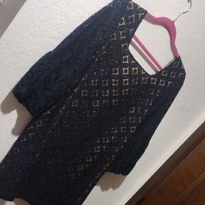 Anthropologie (Anna Sui) Black and Tan Shift Dress